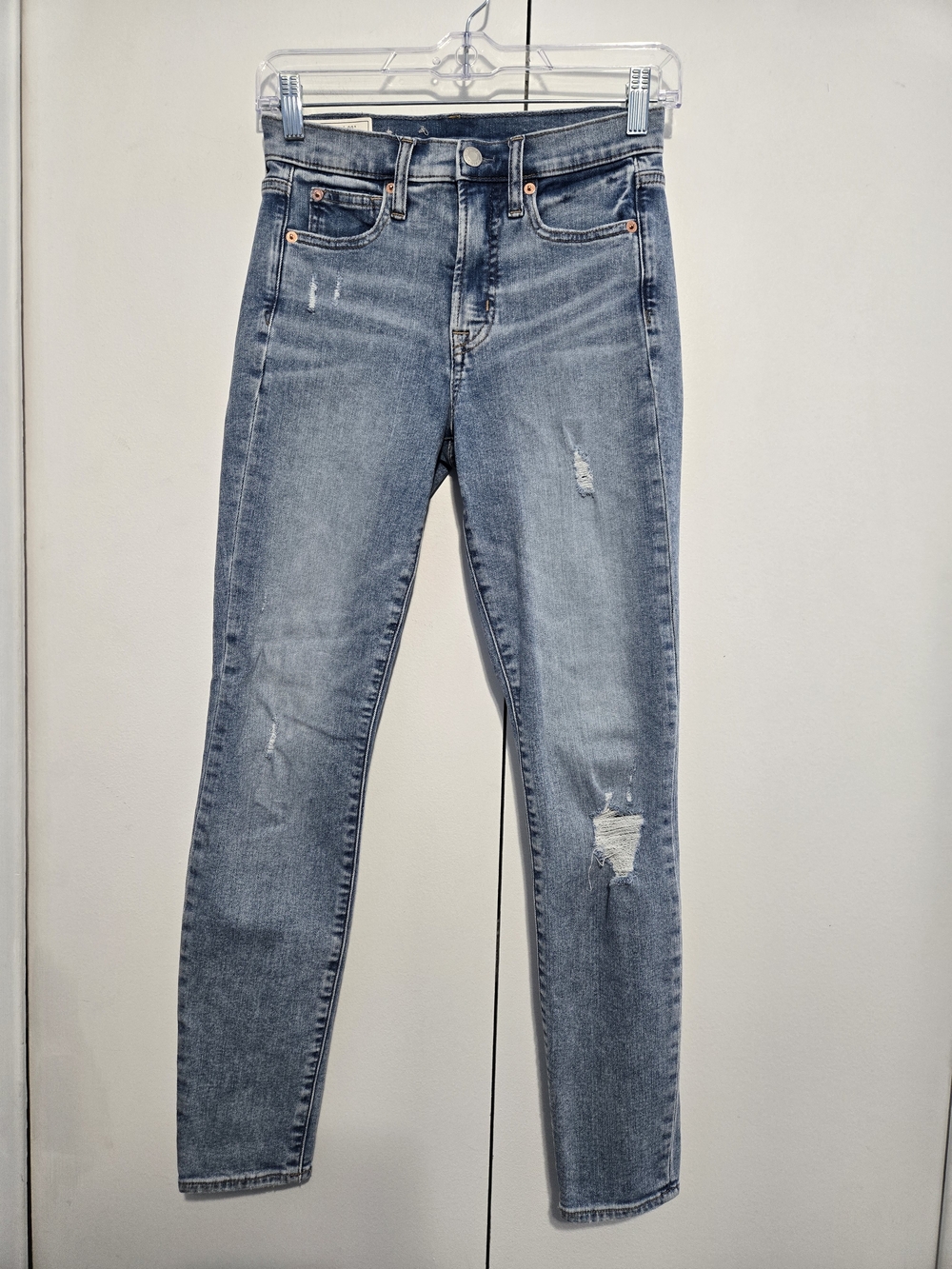 Gap True Skinny Jeans 24 High Rise Distressed Light Wash Stretch Denim Women‎